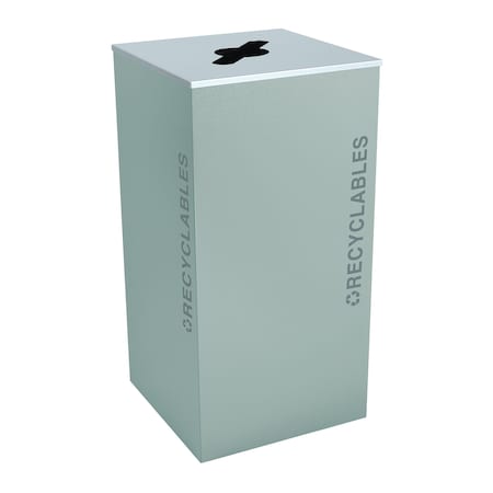 Ex-Cell Kaiser 36-Gal. Square Receptacle - Recyclables Decal, Hammered Grey Pebble RC-KD36-R BT-HMG